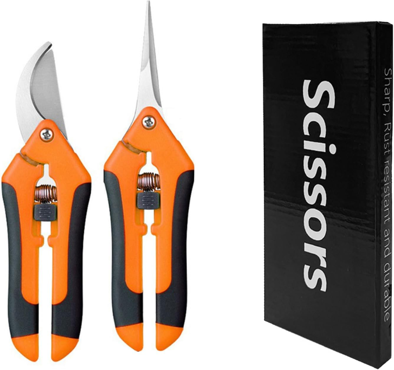 2 Pack Handheld Scissors Set,Garden Shears with Sharp Precision Ground Non-Stick Blade for Plant Cutting image number 2