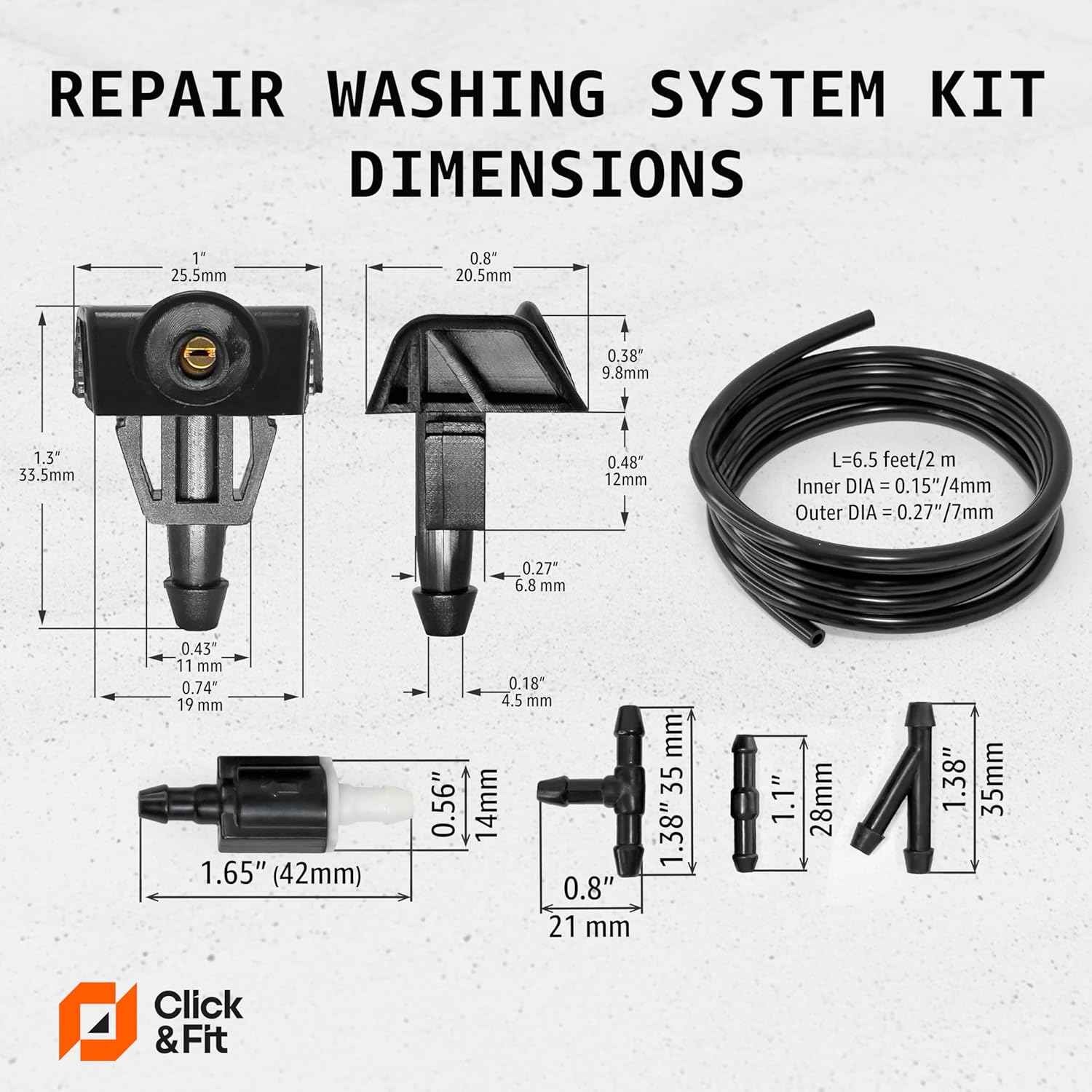 Click&Fit Windscreen Washer Nozzles Repair Kit Compatible with Nissan X-Trail 2008-2021, Tiida 2004-2014, Murano 2007-2016, Juke Leaf Note &ndash; Wiper Water Spray Jets 289323JA0A 289314BA0A Extended Set image number 5