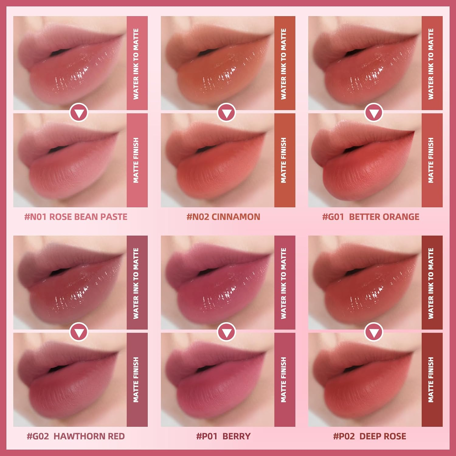 KIMUSE Lip Stain 6 Colors Set, Highly Pigmented Long Lasting Moisturizing Glossy Lip Tint Stains, Hydrate Lightweight Lip Gloss Makeup image number 6