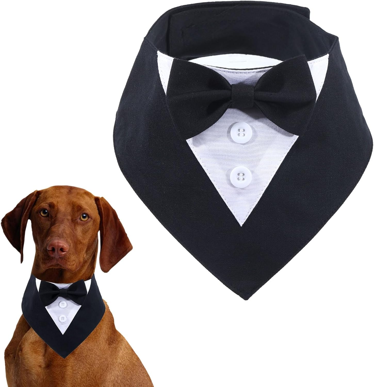 GLOBLELAND Dog Tuxedo Dog Wedding Bandana Collar with Bow Tie Adjustable Dog Collar Dog Birthday Costume Dog Bow Tie for Birthday Pets Dogs Dog Outfit Cosplay