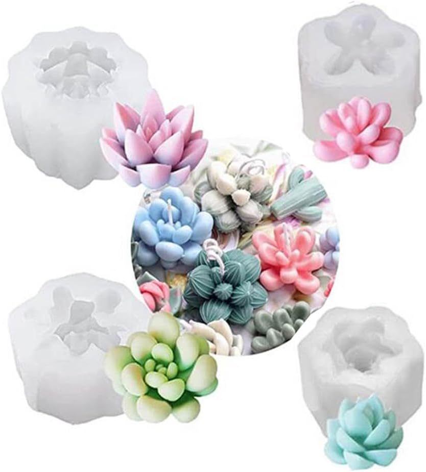 Moldes Para Velas De Silicona, 9 Piezas Moldes De Velas 3D Para Plantas, Moldes De Silicona Para Velas De Cactus Y Suculenta,Fundici&oacute;n De Resina, Molde De Jab&oacute;n Para Pasteles Y Postres image number 2