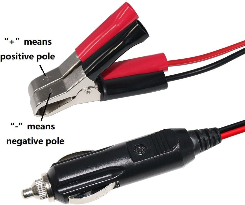 12V Cigarette Lighter Plug Adaptor to Alligator Clips Jumper Power Cable,3Ft Clamp Clip-On 24V Auto Cigarette Lighter Male Adapter