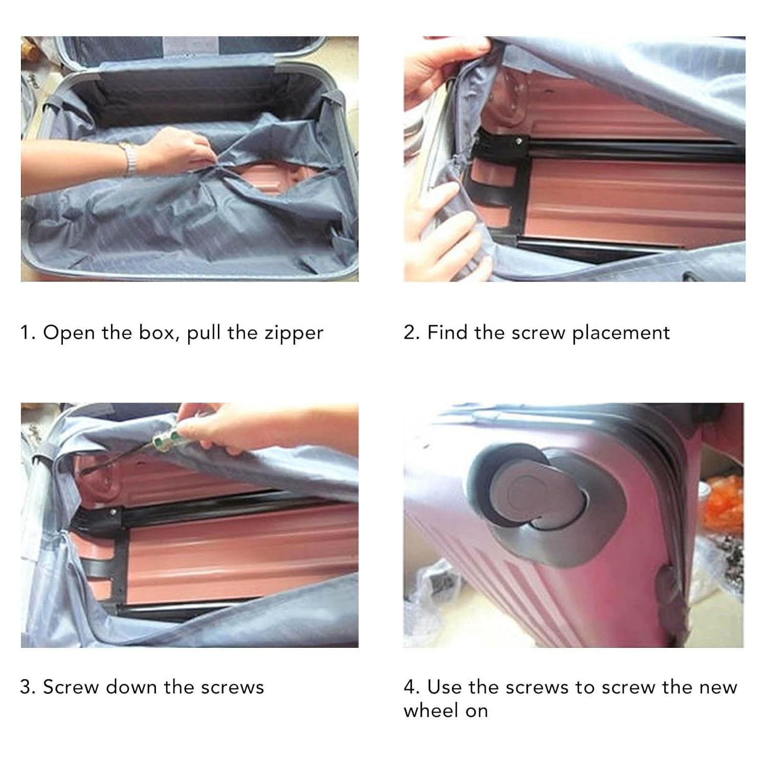 2 Pcs 360 Swivel Luggage Wheels Replacement, Lockable Suitcase Caster with Screws for Replacement, Travel Suitcase Silent Wheel Repair Set image number 4