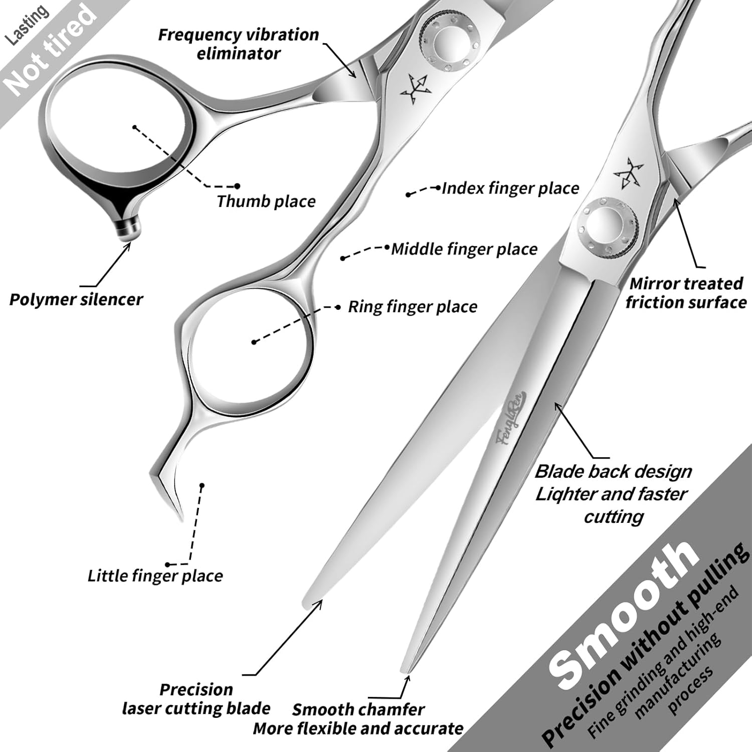 Fengliren High-End Professional Extremely Very Sharp Barber Hair Cutting Scissors Hairdresser Shears for Hair 6.5 Inch Haircut Scissor Made of Stainless Steel Alloy for Hairdressing Salon and Home Use image number 3