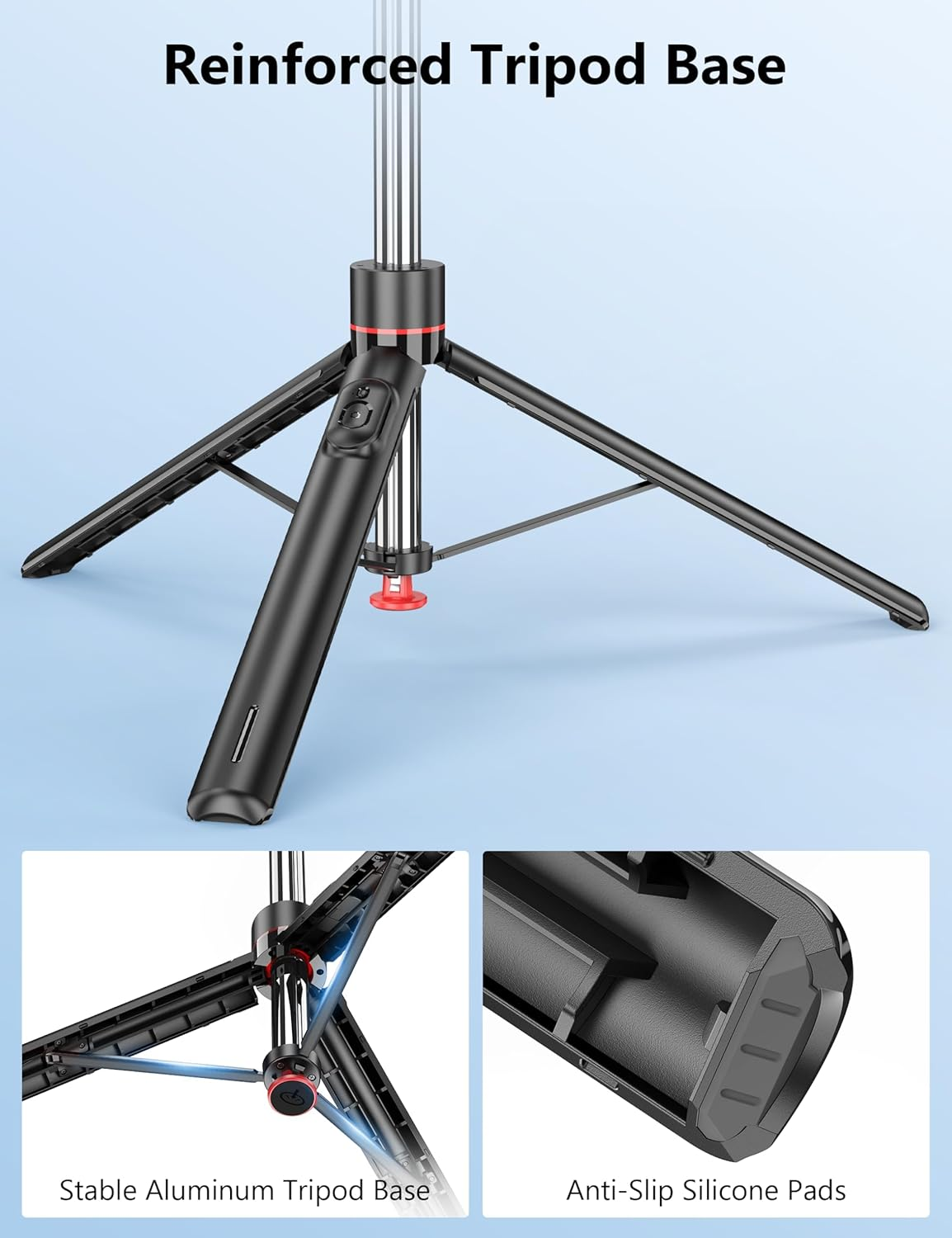 Auto Pop Open Tripod with Magnetic Remote, 178Cm Extendable Automatic Selfie Stick Tripod Compatible with Iphone Android, 360&deg; Rotatable, One-Piece Design for Vlog Video Recording image number 1