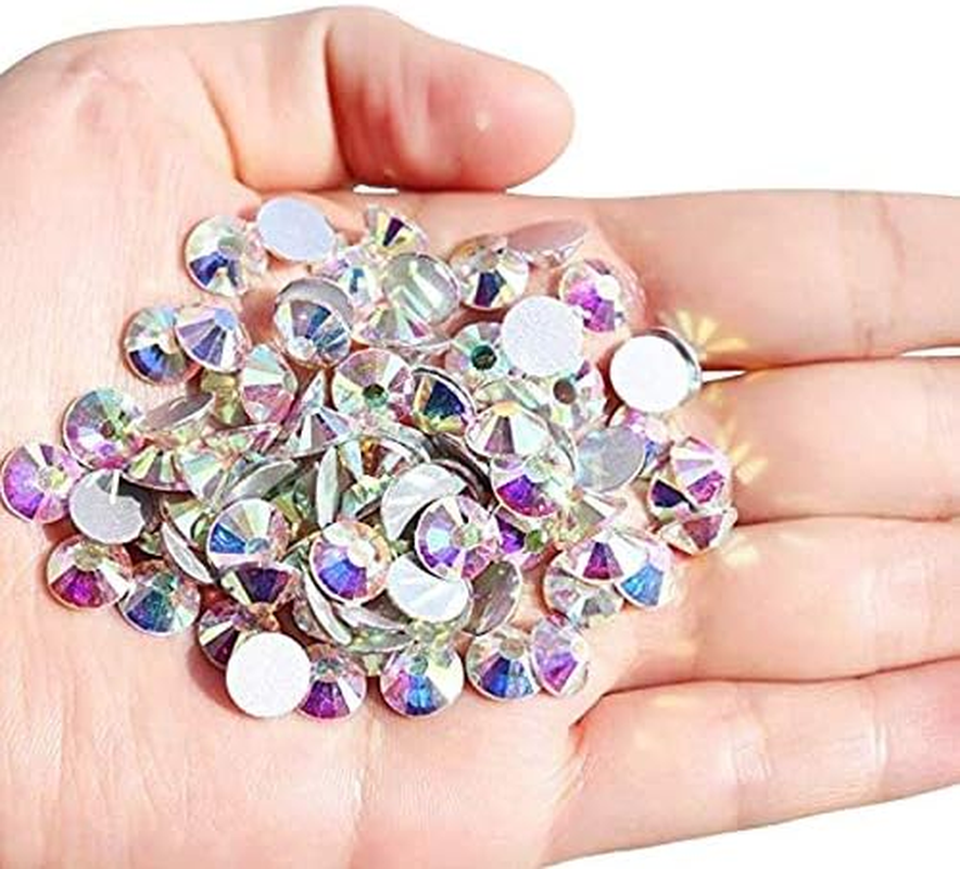 KDDOM 1440 Pieces SS6 Crystal Flat Back Brilliant round Rhinestones Glass Stones Glitter Gems Transparent Faux Diamond (Crystal AB, 2.0MM) image number 3