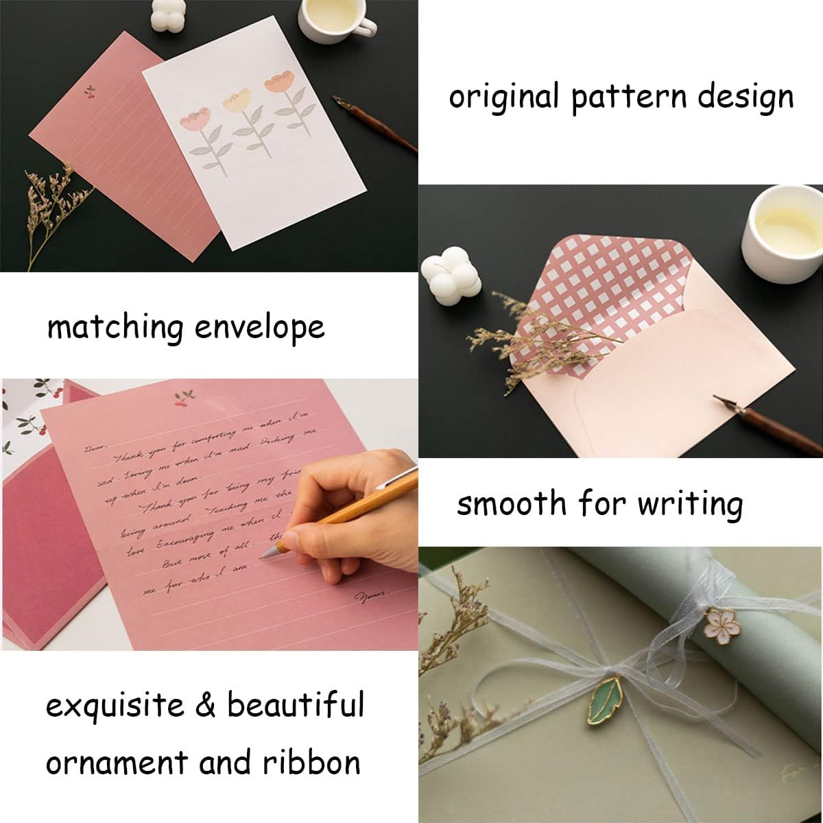 72 Pcs Stationary Writing Paper and Envelopes Set, 24 Sheet Floral Letter Paper 12 Pcs Matching Envelopes Cute Lovely Stationery Lined Writing Paper for Girls Boys Office School Supplies 6 Style image number 3