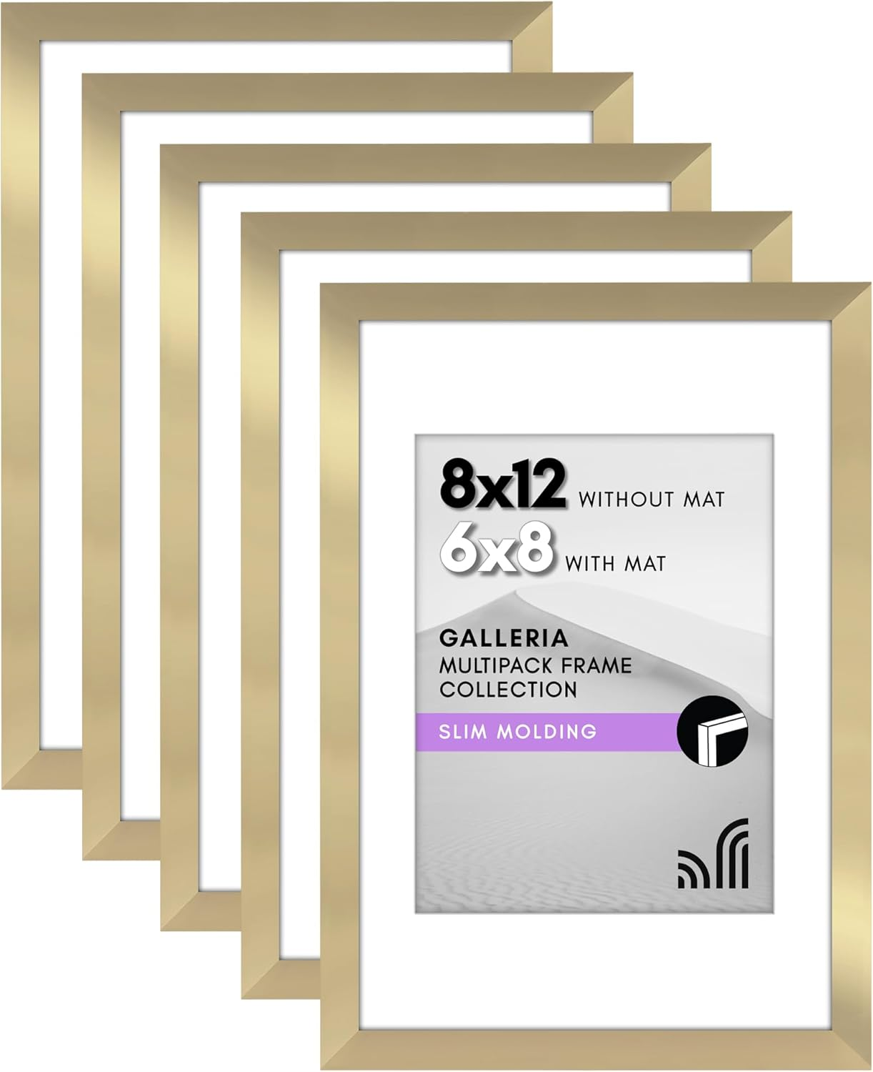 Americanflat 11X14 Picture Frame with Polished Plexiglass - Set of 5 - Use as 8X10 Frame with Mat or 11X14 Frame without Mat - Galleria Collection - Gallery Wall Frame Set for Wall Display - White