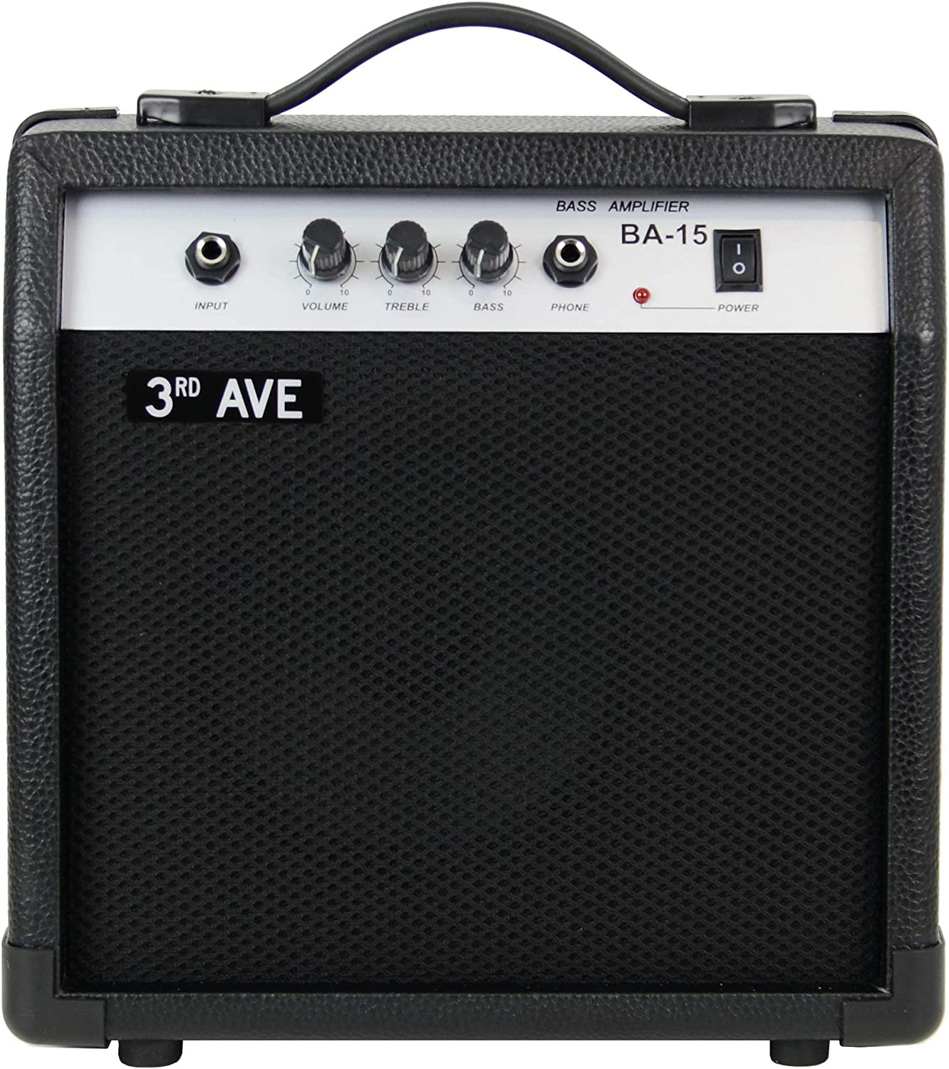 3Rd Avenue 15W Guitar Practice Amplifier with Headphone Output, Overdrive Switch, 2 Band EQ, Tone/Gain Controls &ndash; Portable Compact &ndash; Black