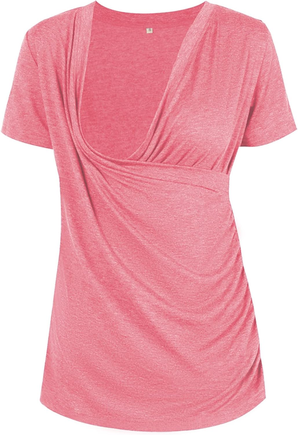 Liu & Qu Womens Maternity Nursing Tops Short Sleeve Breastfeeding Shirts Heather V Neck Clothes