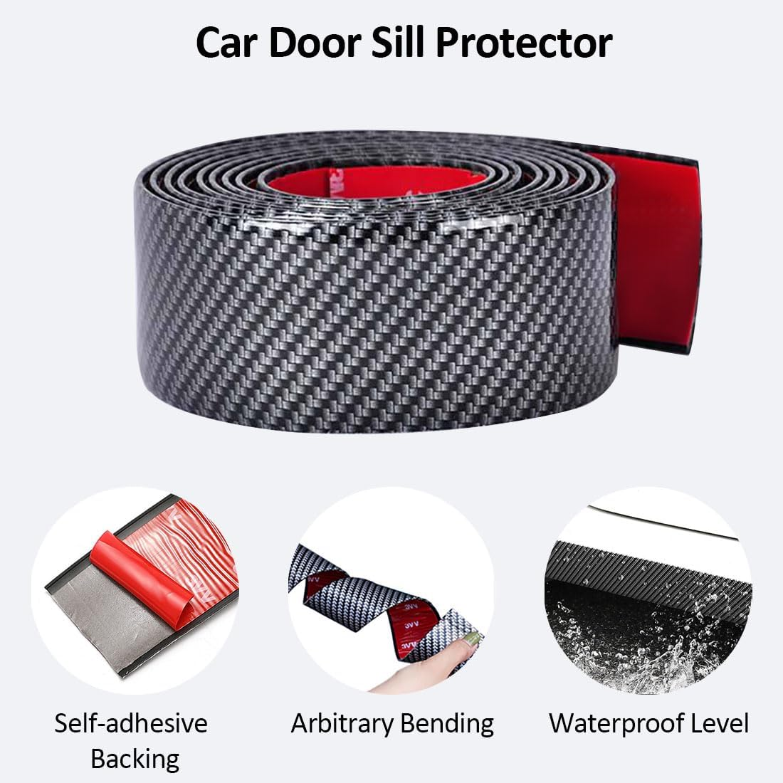 Car Door Sill Protector,2 in X 118 in Anti-Scratch Car Door Edge Guards,Automotive Anti-Collision Strip for Door Edge,Front and Rear Bumper,Door Sill Protector image number 5