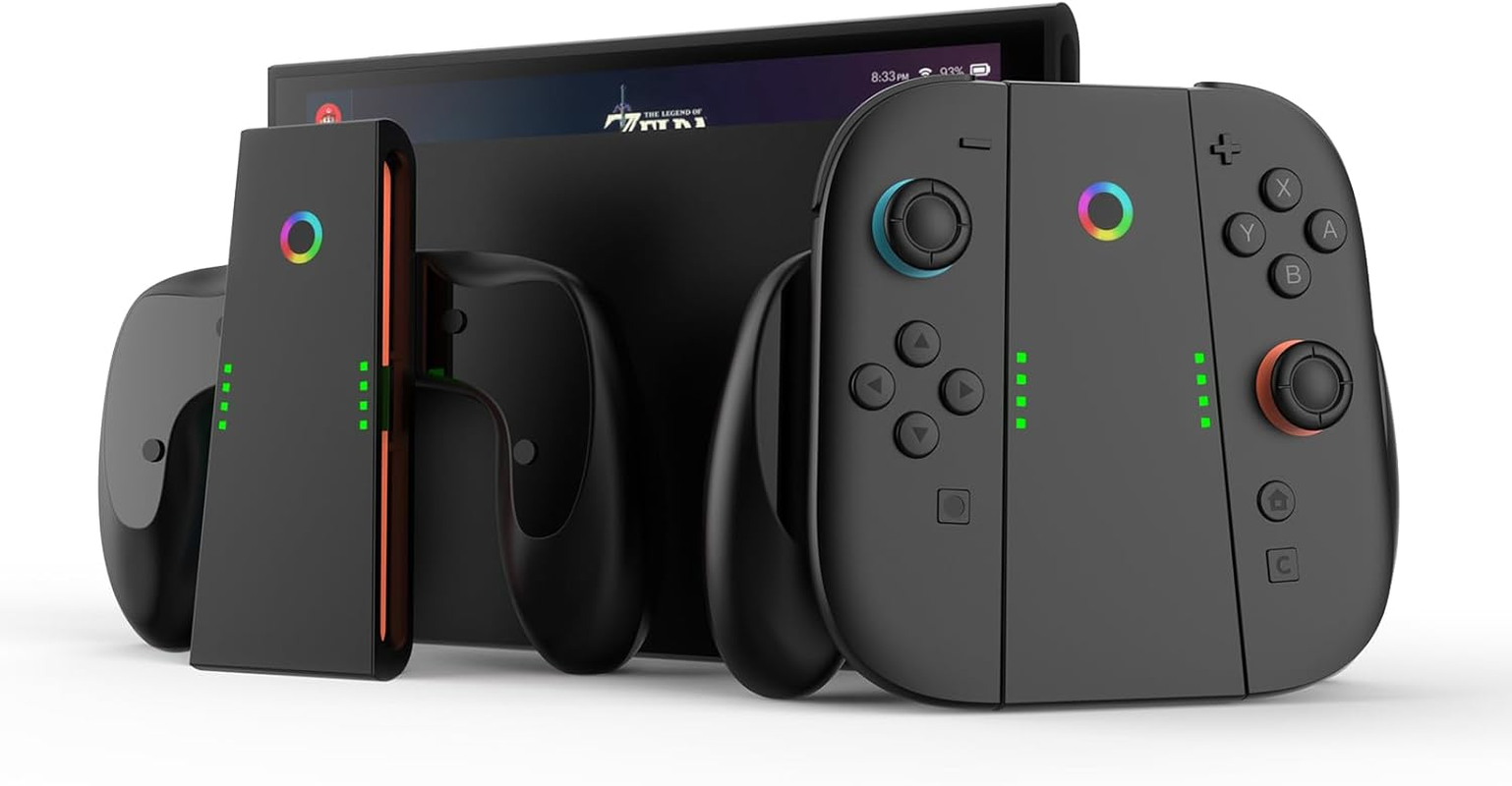 Charger Handle Suitable for Nin-Tendo Switch 2 Accessories, Switch 2 Grip with USB Charging Cable, Charging While Playing, Easy to Install and Remove (Black) image number 6