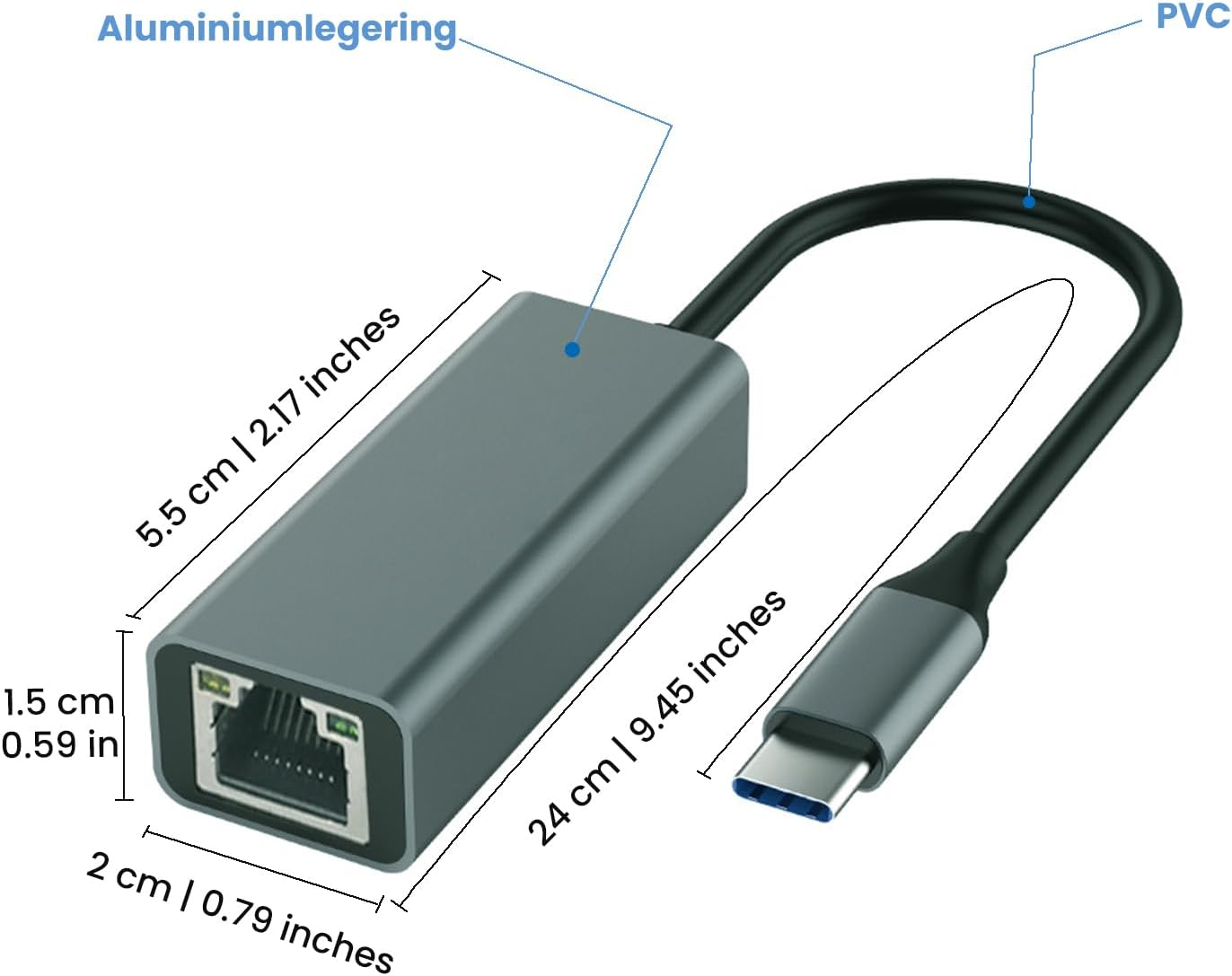 ROTOPATA USB C to Ethernet Adapter, Driver Free USB C to RJ45 Gigabit Ethernet Adapter Compatible for Macbook Pro|Air, Iphone 15 Pro|Max, Windows XP, MAC OS, Linux image number 1