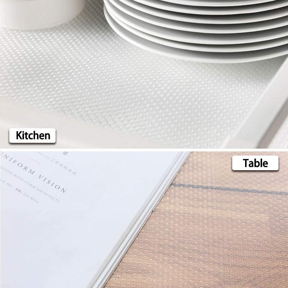 18&times;197In Plastic Shelf Liner Non Adhesive Cabinet Liner Non-Slip Shelf Liner Non-Adhesive Refrigerator Mat Cupboard Pad for Cabinets, Storage, Kitchen,Desks,Deco Shelf Liners-Clear (18&times;197In) image number 4