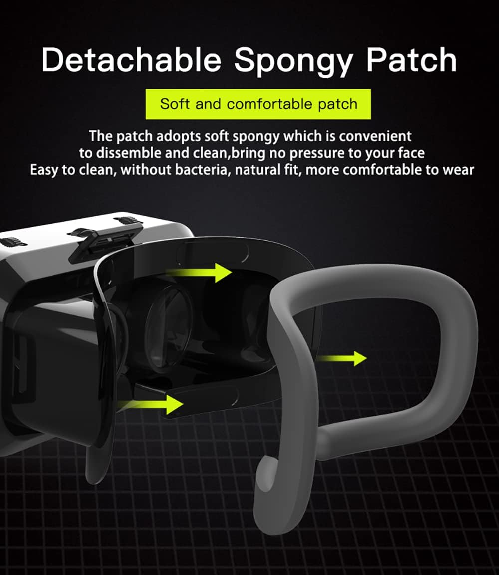 VR Headset without Remote Control, Compatible Iphone & Android Phones in 3.5"-7.2" Screen, Lightweight & Adjustable HD 3D Virtual Reality Glasses for Kids or Adults, Black (G10-VR) image number 5