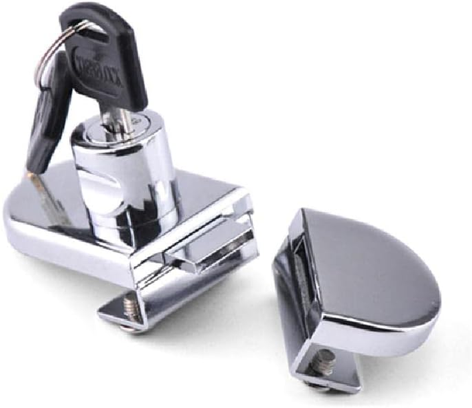 Glass Door Lock, Cabinet Cupboard Lock Double Door Security Lock with Keys for Home Hotel Bathroom Showcase (One for All Keys) image number 5
