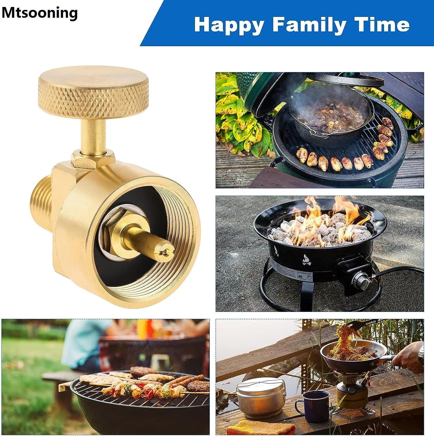 Mtsooning 1LB Propane Tank Refill Adapter for Throwaway Cylinder, with 1/4" Male NPT Thread X 1"-20 Female Cylinder Thread Fitting Connector for Stove, Grill image number 4