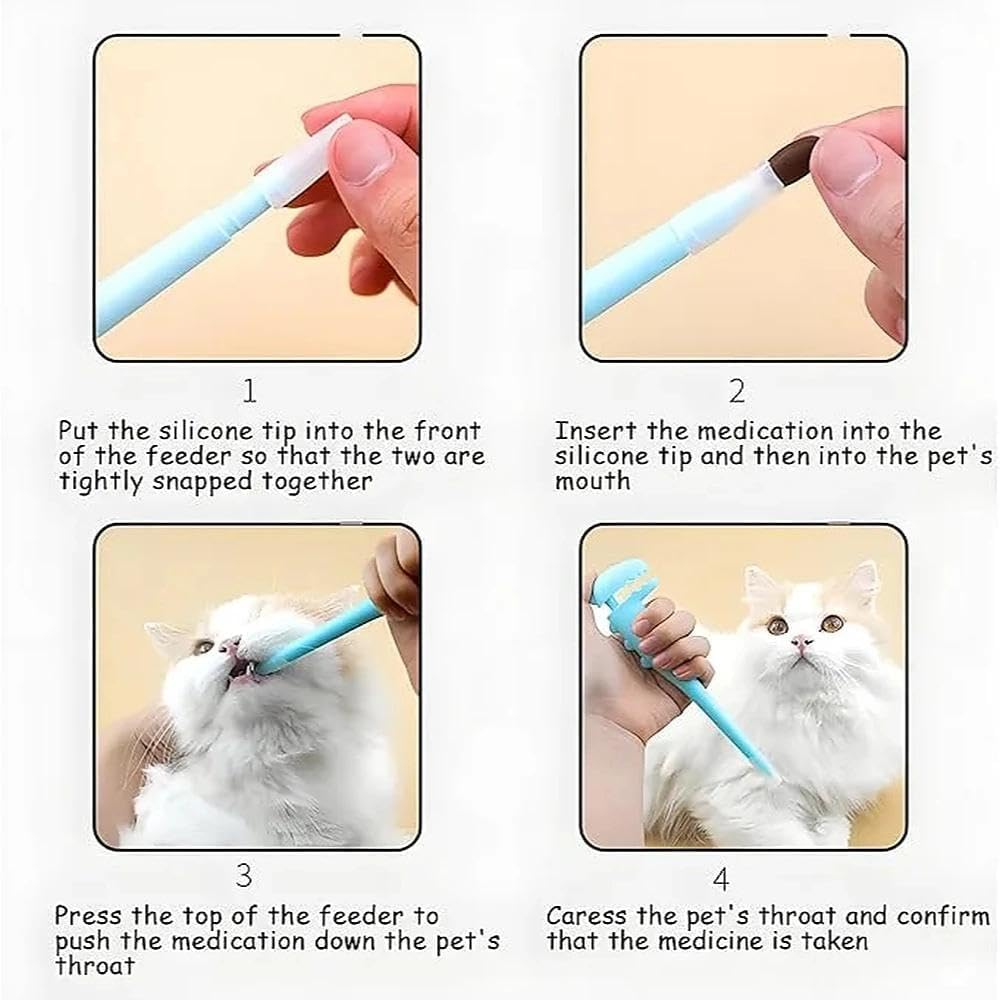 Pet Pill Dispenser for Cats and Dogs, Pet Pill Syringe Dispenser with Extra Silicone Tips for Cats, Compatible with Small Animals, Ruibex image number 1
