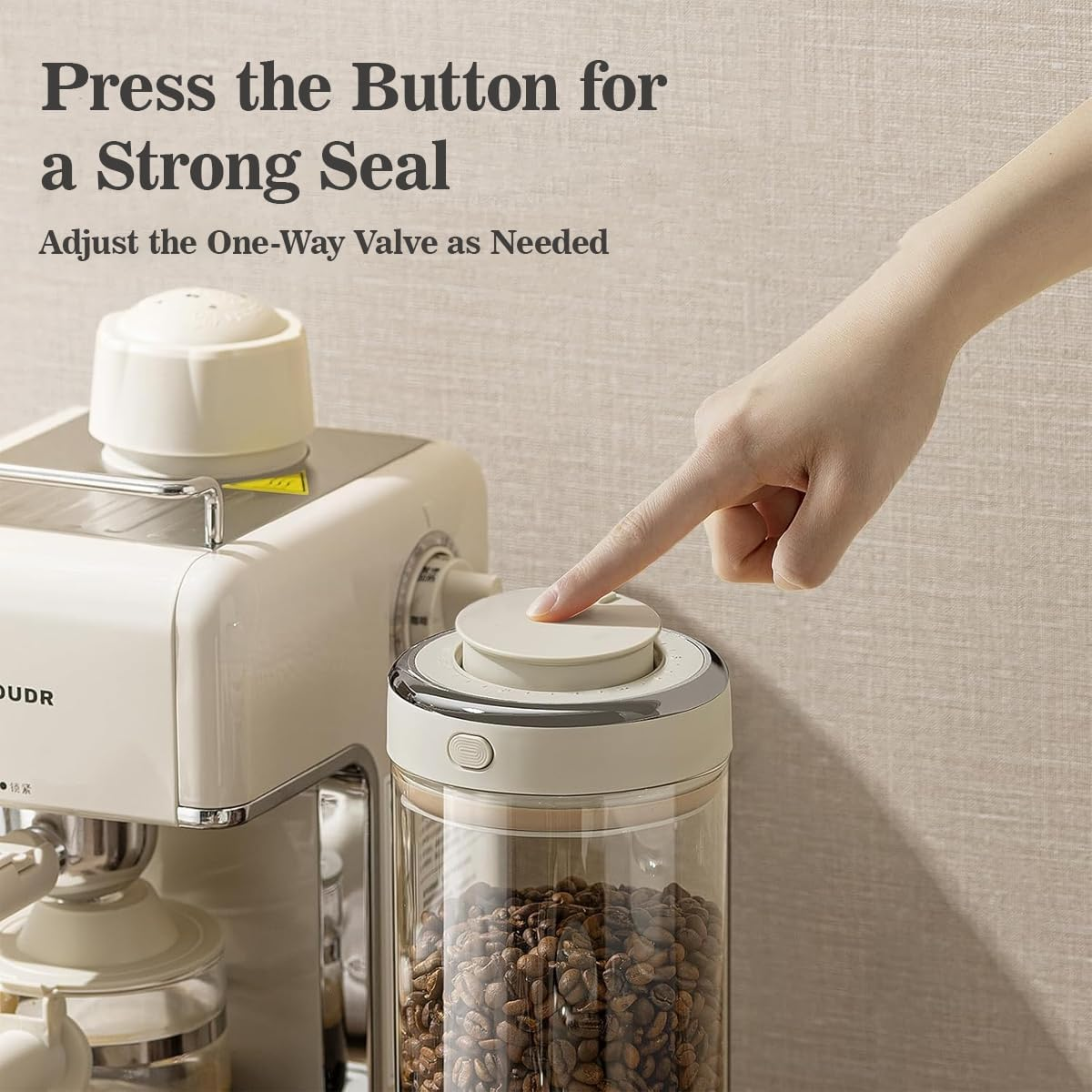 Blissify Coffee Bean Storage Container, Airtight Coffee Canister with One-Way Valve Airtight Lid, Premium Borosilicate Glass Coffee Jar for Beans, Ground, Tea, Sugar, 1700Ml image number 6