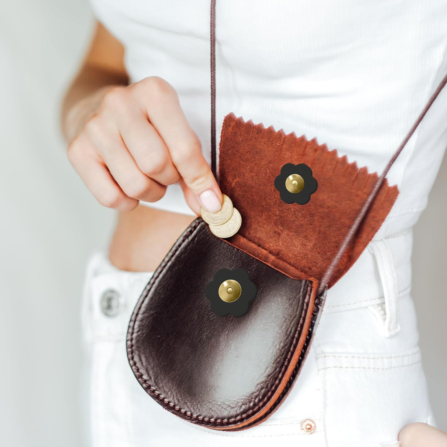 TEAONE Leather Magnetic Snaps, 6 Pairs Magnetic Blossom Buttons for Purse, Handbag, Wallet, Clothes, DIY Crafts (Colorful) image number 1