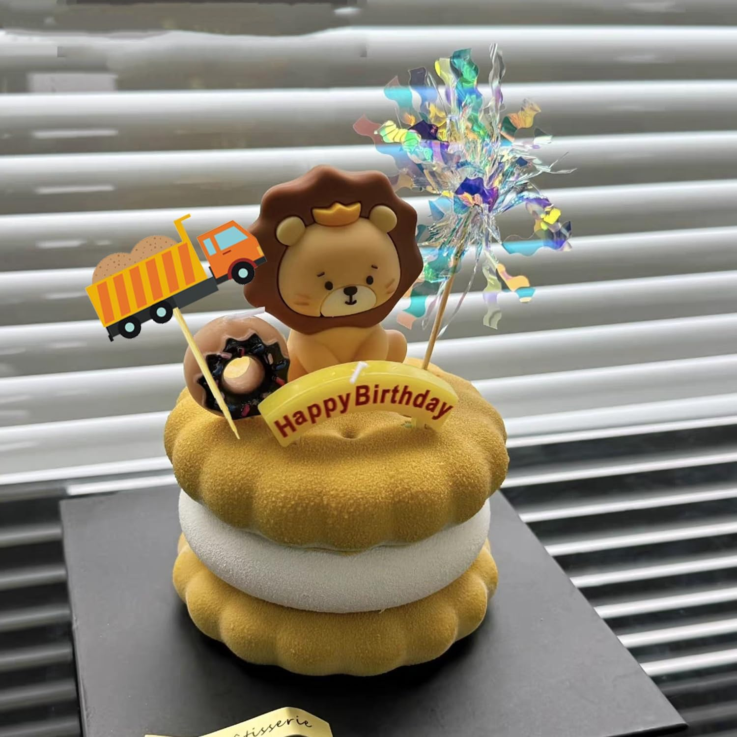 12Pcs Construction Cupcake Toppers Happy Birthday Cake Topper Stop Sign Dump Truck Excavator Tractor Party Cake Picks Decorations for Construction Theme Birthday Party Supplies image number 5