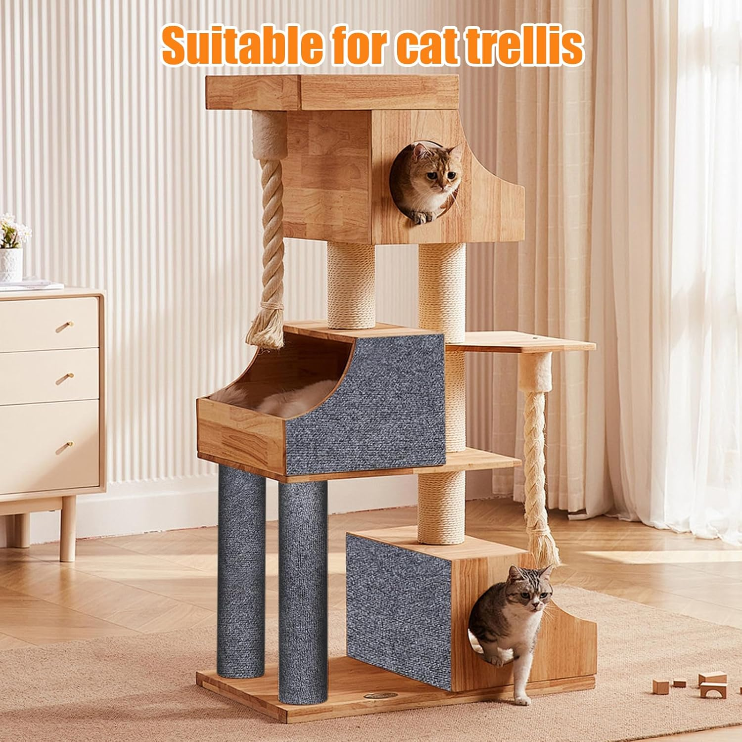 Scratch Mat for Cats, Cut to Size Carpet Overlay, Scratch Mat, Self-Adhesive Cat Scratch Mat, Scratch Protection Cat Scratch Mat for Protects Carpets, Sofa, Furniture Protection, Shelf Steps (Gery, 40 image number 6