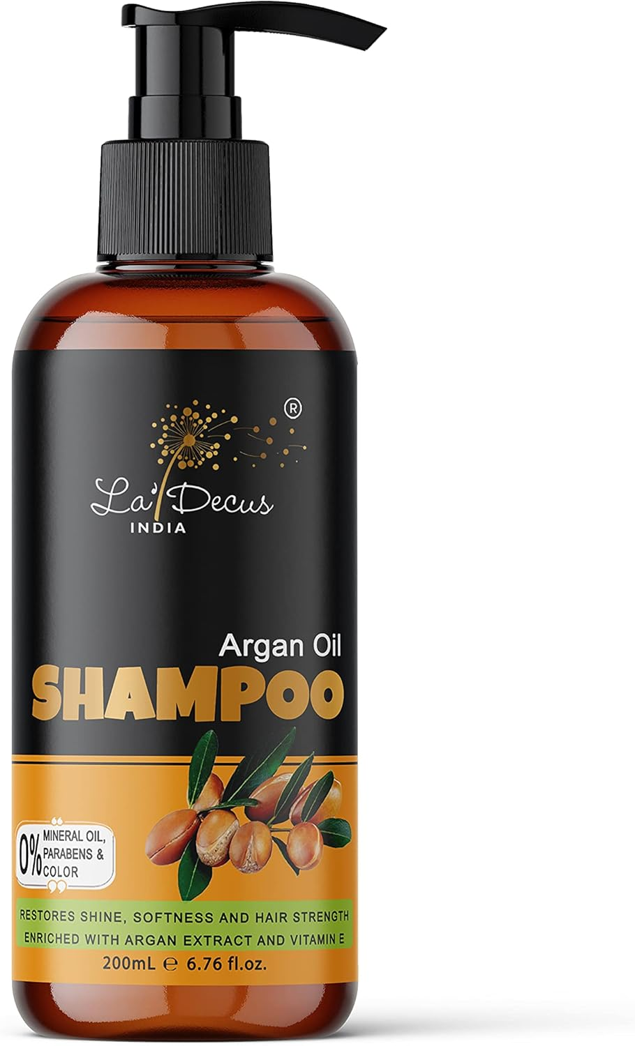 La' Decus INDIA Argan Oil Shampoo Enriche with Organic Morrocan Argan Extract Restore Shine and Softness (200Ml)