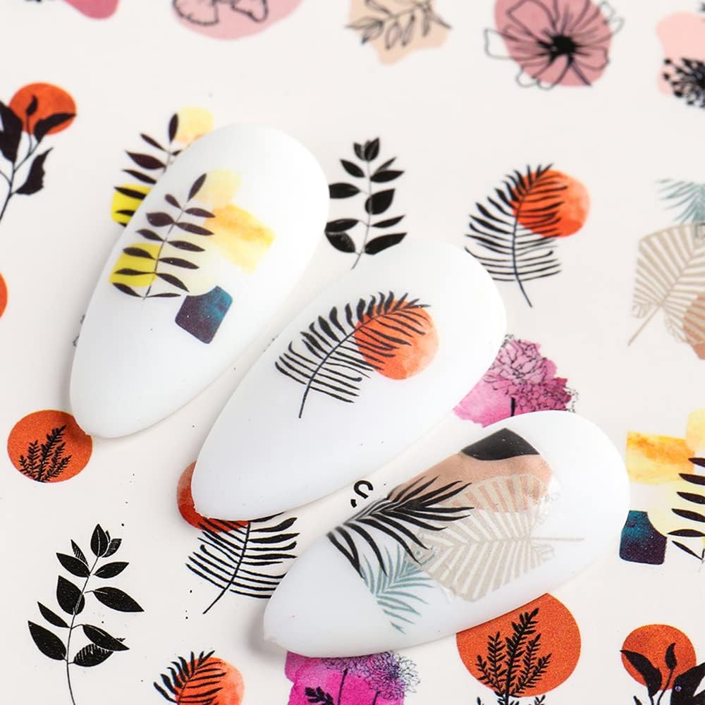 Missjelly Nail Stickers, Flowers Water Transfer, Abstract Nail Stickers, Nail Art Stickers, Nail Tattoos, Nail Design, Manicure, DIY Nail Art Decals for Women and Girls (3 Sheets) image number 2