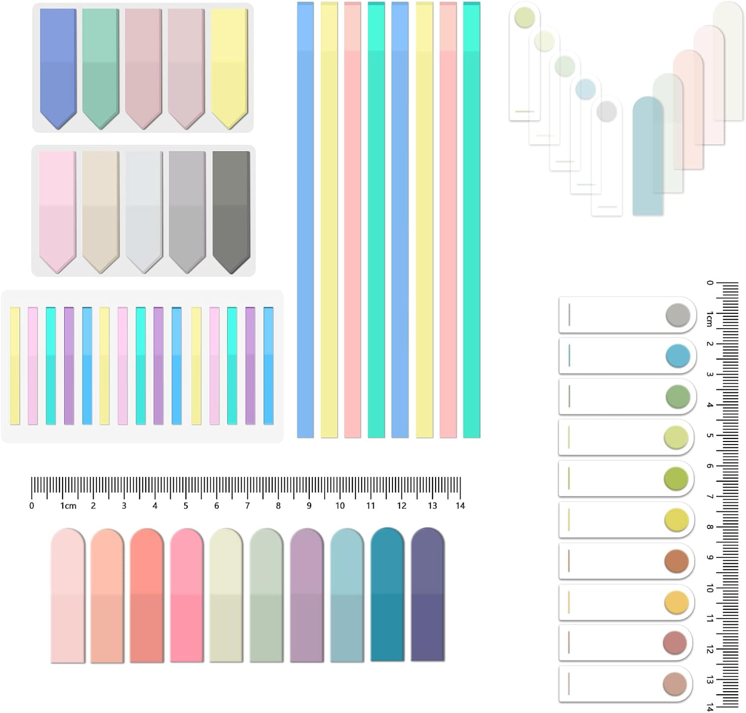 BAYTORY 1060 Sheets Transparent Sticky Tabs, Clear Sticky Notes Markers Index Tabs, Tape Flags for Book Annotation, Aesthetic School Stationary Supplies, Planner Accessories