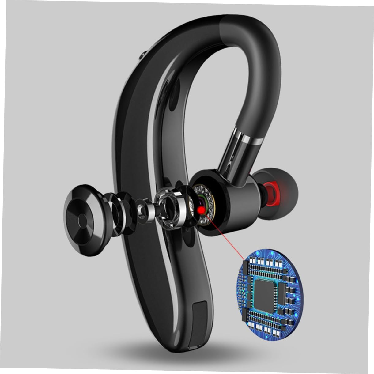 FUNNETOYU Wireless Earphone Single-Side Earbud with Long Battery Life for Driving and Workout, Wireless Earpiece in Sleek Black, Business Wearable Wireless Headset image number 3