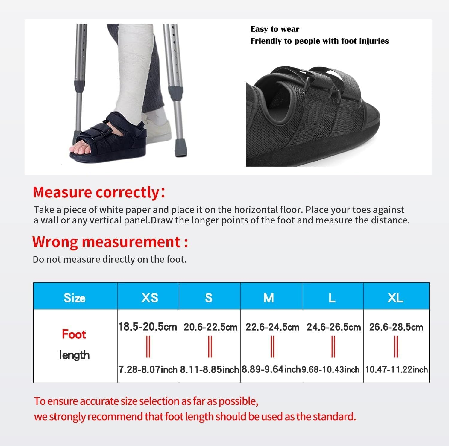 Post-Op Shoe - Adjustable Walking Shoe for Broken Foot, Post Surgery or Toe Surgical Walking Boot Orthopedic Recovery Cast, Left or Right Foot (XL) image number 4