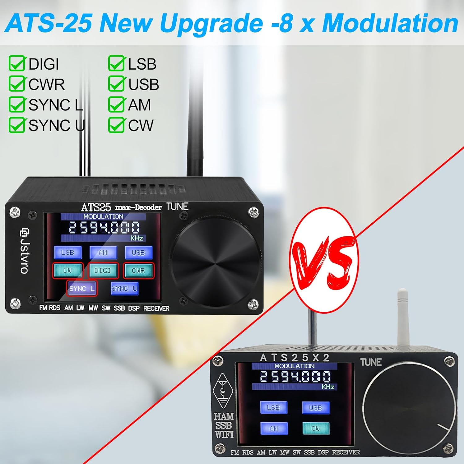 SI4732 Ats-25Max-Decoder Radio Receiver: V4.15 with CW, Rtty Decoding, Wifi, Audio Spectrum, and DSP Receiver FM LW (MW and SW) and SSB, Powered by 3000Ma Lithium Battery image number 6