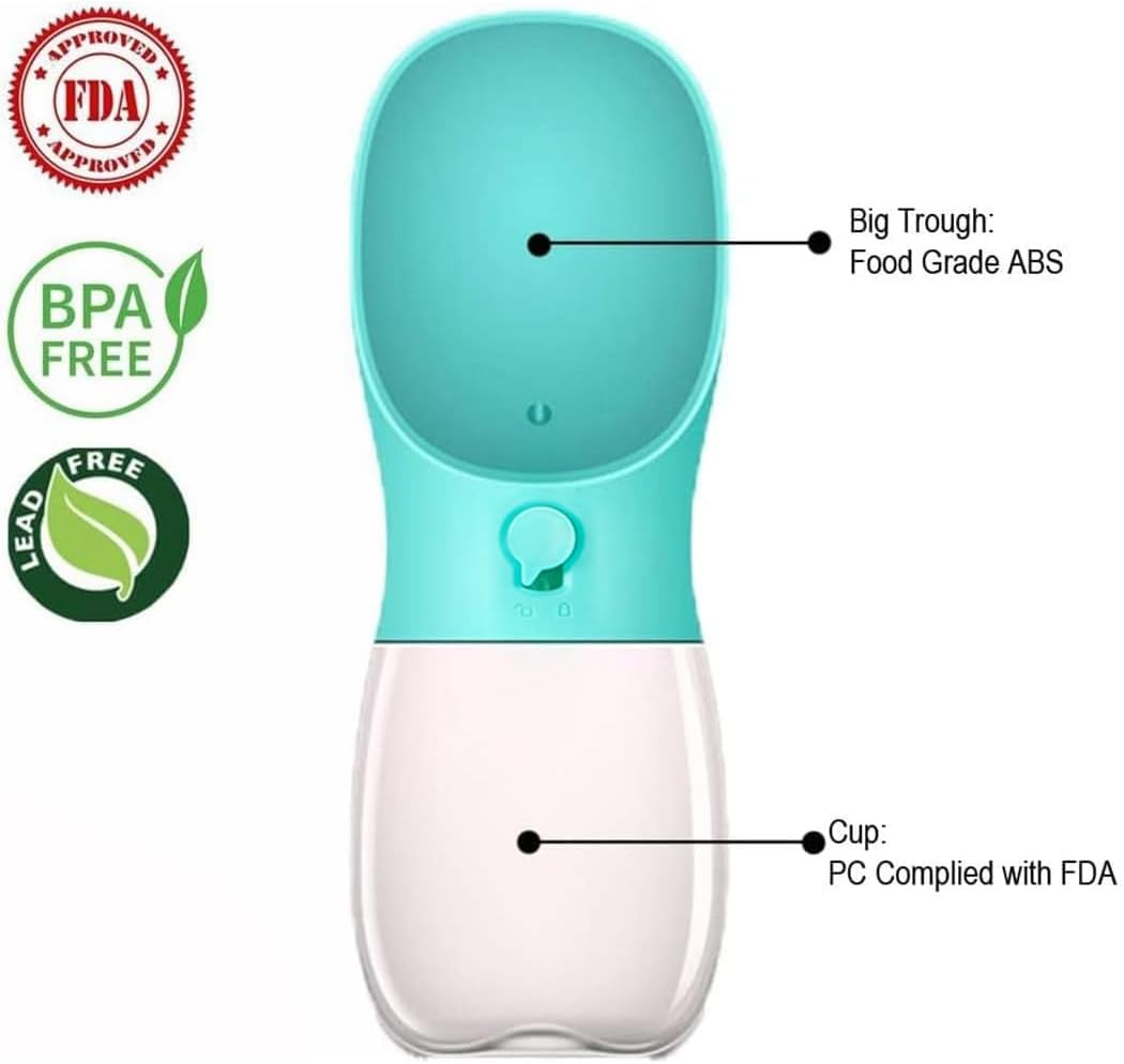 Mumoo Bear 280Ml Dog Water Bottle, Portable Pet Water Bottle Leak Proof Portable Puppy Water Dispenser with Drinking Feeder for Pets Outdoor Walking, Hiking, Travel -Green image number 1