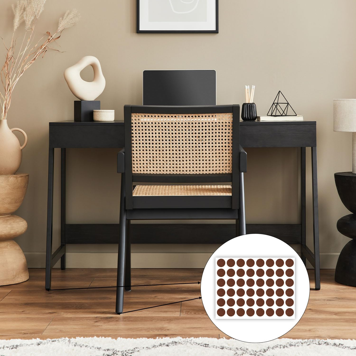 48Pcs Felt Cabinet Door Bumpers, 1/2In Brown Felt Furniture Pads round Quite Cabinet Pads Bumpers Self Adhesive Felt Pads for Bed Table Chair Sofa Washing Machine Cabinet image number 5