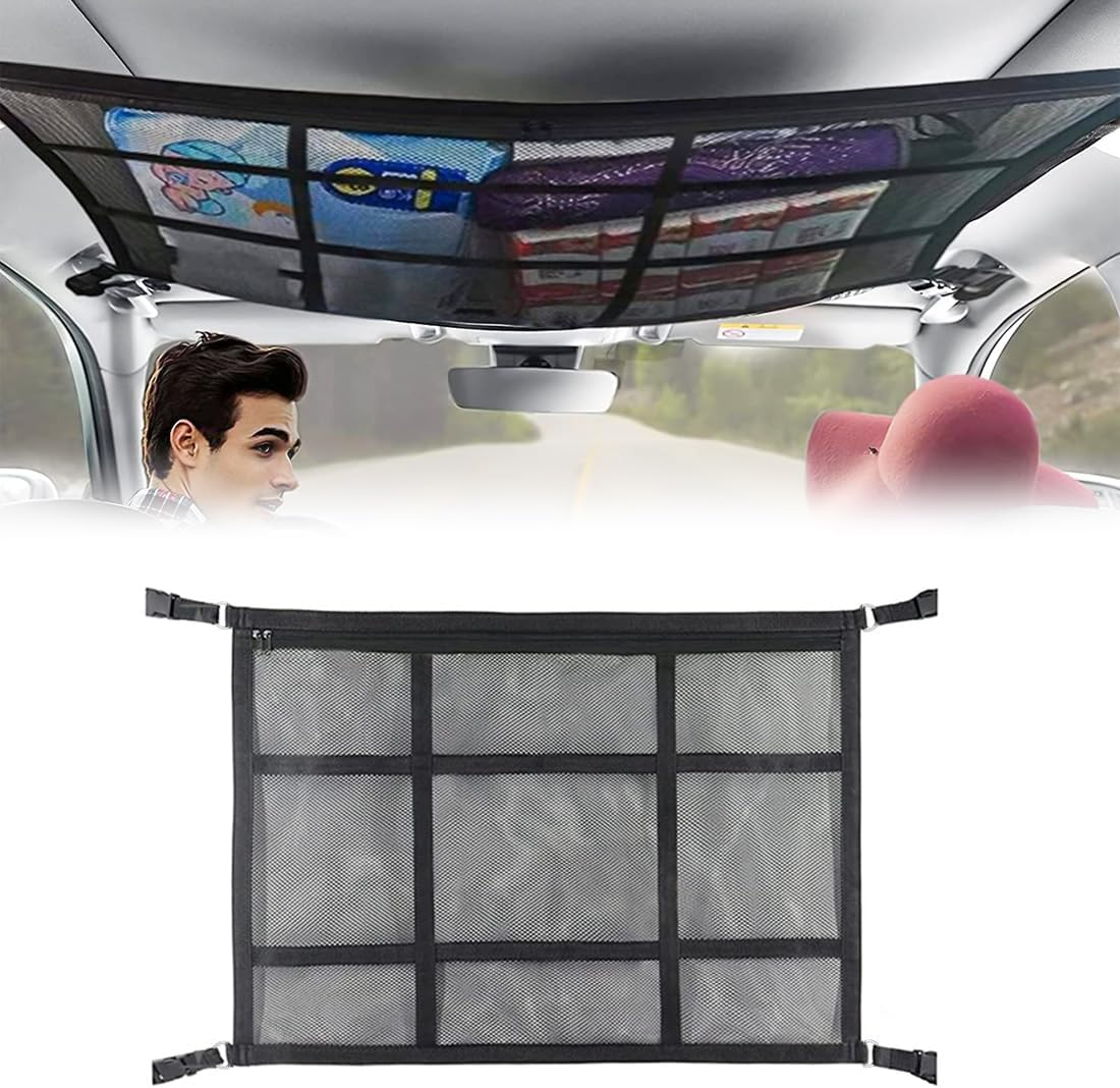 SKUNTUGUANG Car Cargo Net for SUV, Car Ceiling Storage Net, Car Roof Ceiling Net, Used to Store Tents, Quilts, Toys and Sundries image number 2