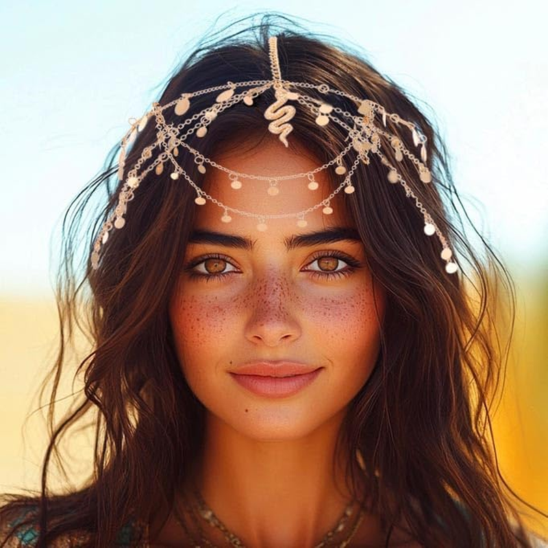 Fashband Gold Sequin Snake Headband Festival Costume Headpiece Hair Accessories for Women image number 6