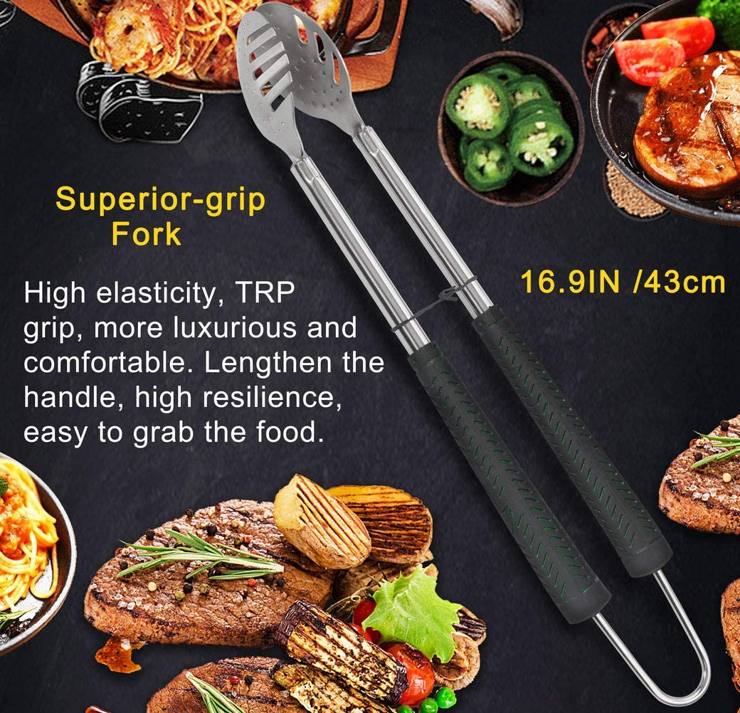 POLIGO 7PCS Golf-Club Style BBQ Tools Set Grilling Tools with Rubber Handle - Stainless Steel Grilling Accessories for Outdoor Grill Set Premium Grill Utensils Set Christmas Birthday Gifts for Men Dad - Black image number 2
