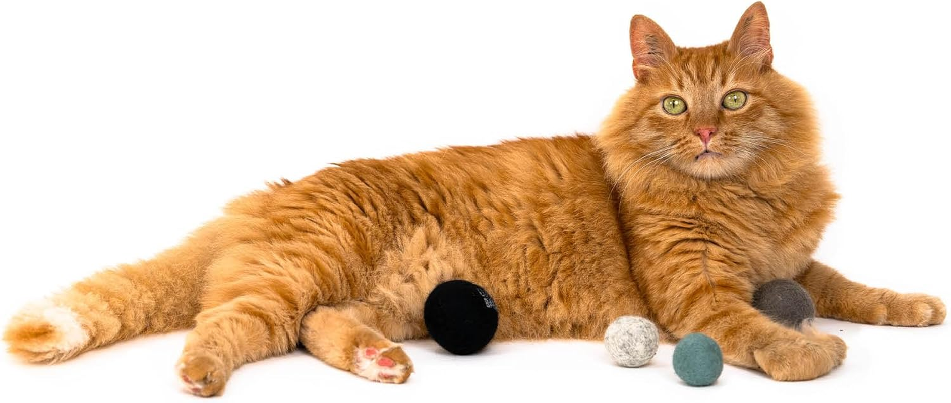 Lucybalu&reg; Felt Balls for Cats, Pack of 4, Joy Bag Cat Toy, 4 Colourful Felt Cat Balls (100% Wool from Sheep), Natural Toy for Cats image number 1