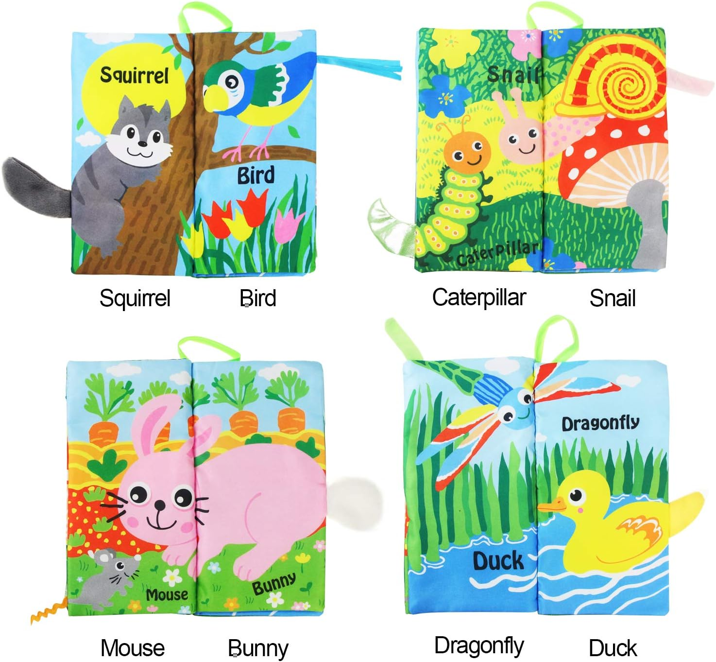 Coolplay Soft Cloth Book with Animal Tails, Color Animal Printed Fabric Cloth Book, Educational and Learning Soft Cloth Book for Babies, Pack of 2