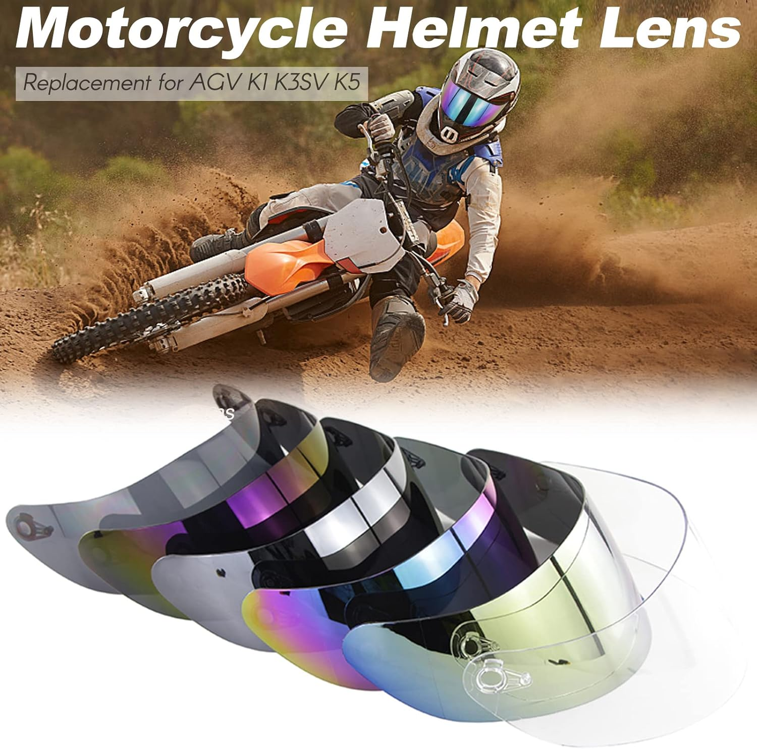 Motorcycle Wind Shield Helmet Lens Visor Replacement for AGV K1 K3SV K5 Full Face Helmet image number 4