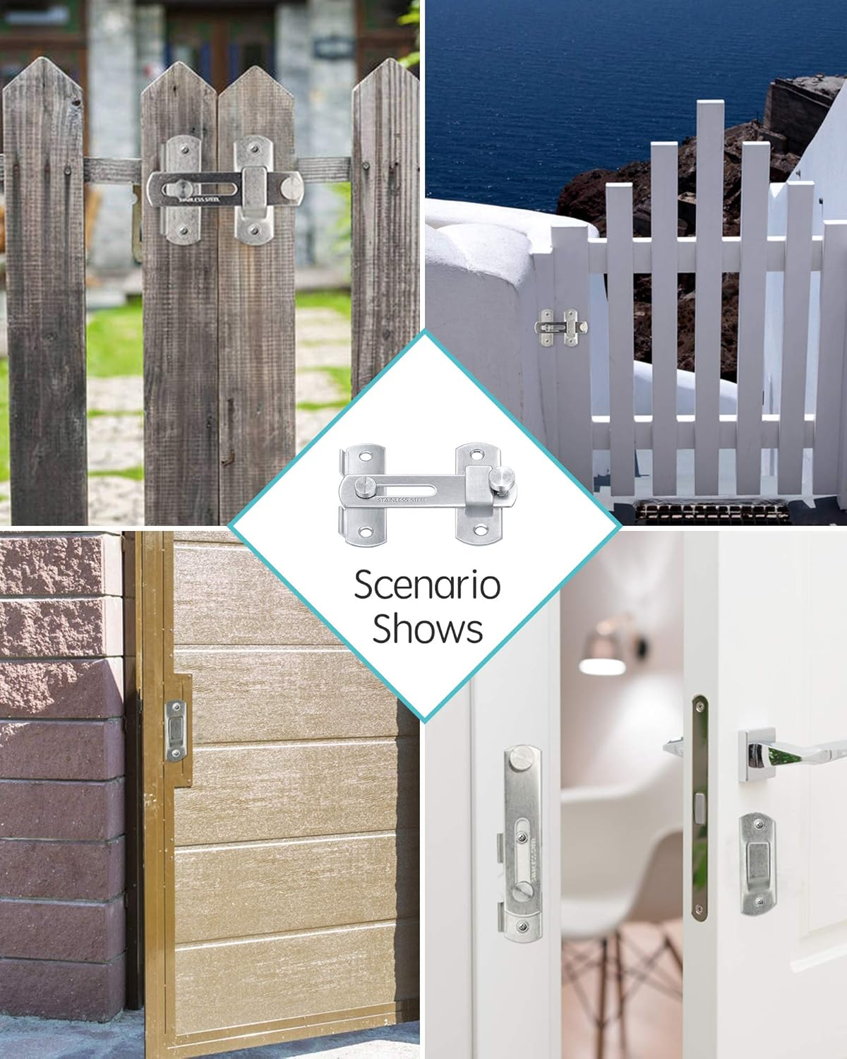 Wapodeai Stainless Steel Gate Latches, Household, Bathroom, Outdoor, Garage, Primary Colors. image number 5