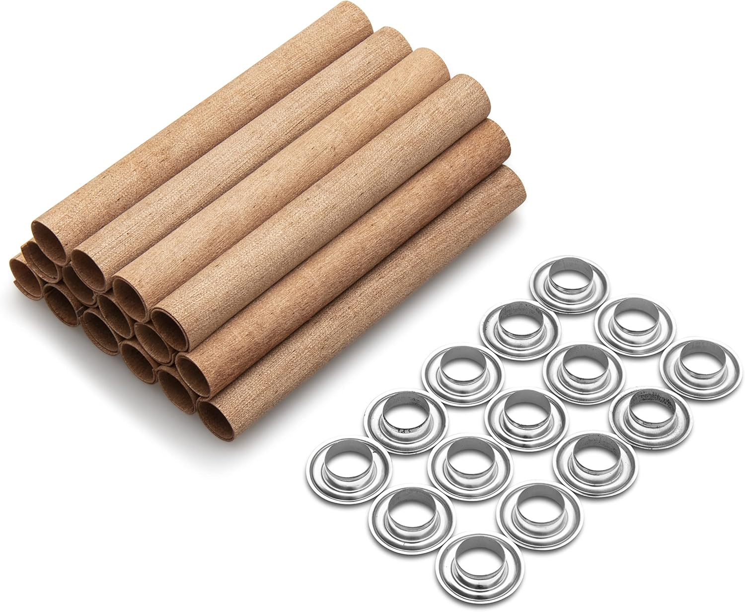 DIY 15 Pack Set of 4.7 Inch Height by 0.6 Inch Diameter Tube Style Wooden Core Wax Wicks Complete with Metal Base Anchor Holders for Handmade Candle Making, (MP-WTW-120-15-15)