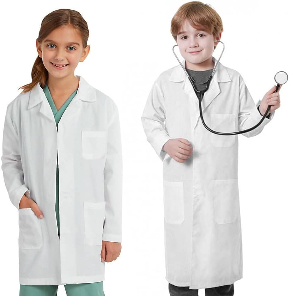 Professional Girls and Boys Doctor White Lab Coat for Children Lightweight, Halloween Scientist Children Fancy Dress Doctor Lab Costume Suitable for (AGE 12-14)