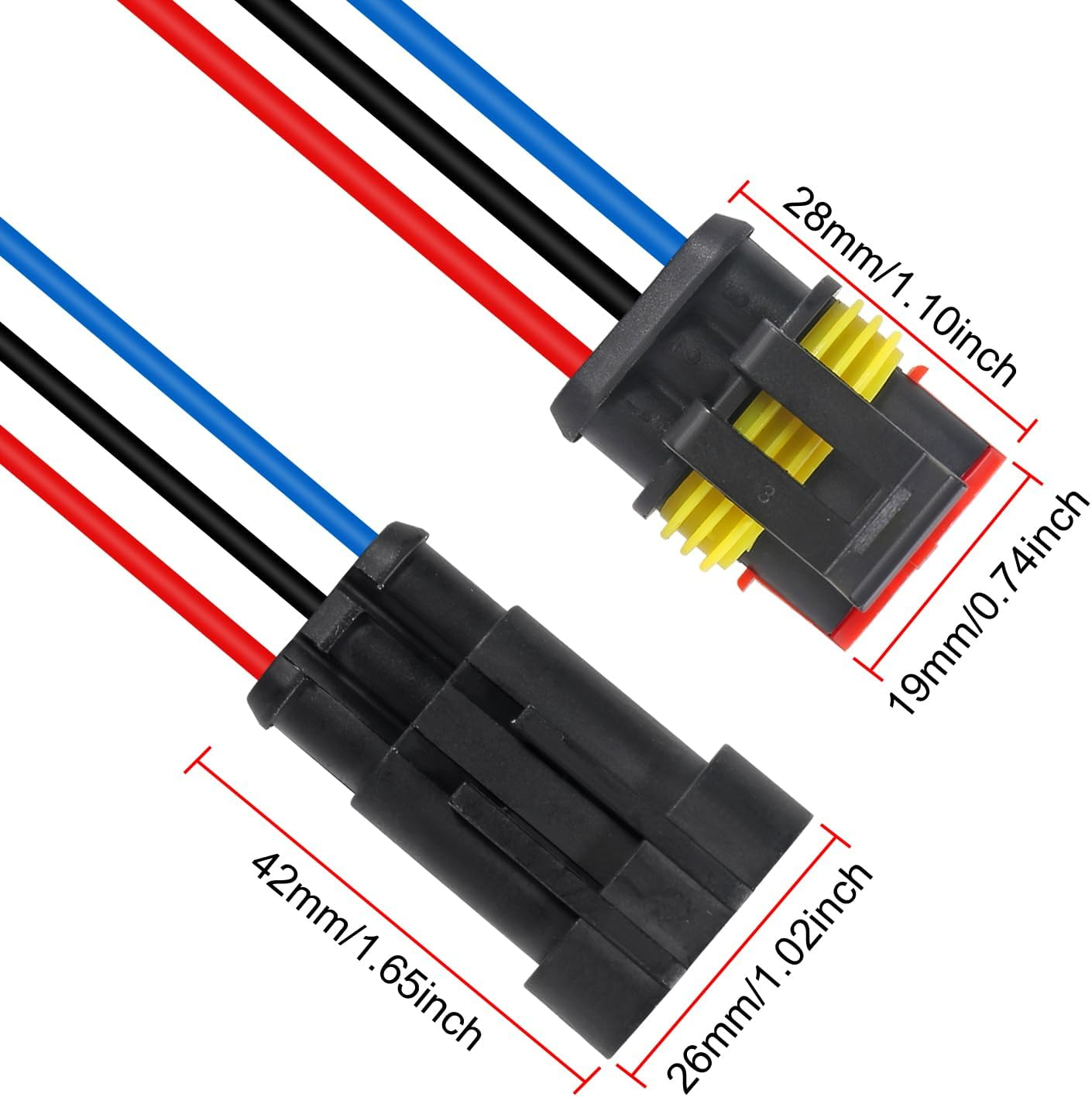 DIANN 6 Sets 3 Pin Connector Waterproof Connector Male and Female Electrical Connector 16 AWG Wire for Car Truck, Boat and Other Wire Connection image number 6