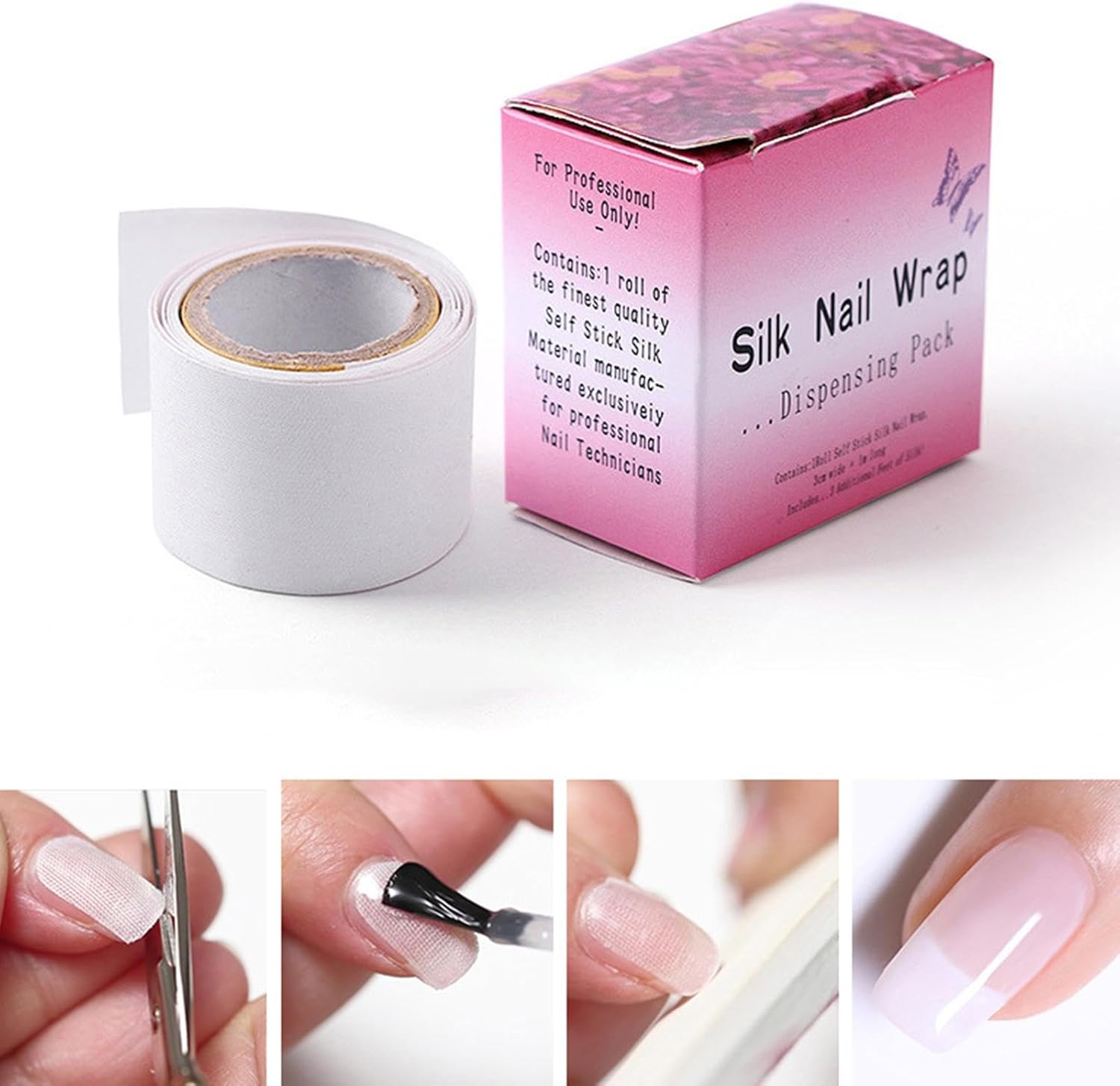 Silk Nail Film, Nail Art Protection, Nail Art Tool, Silk Nail Protection, Self-Adhesive Anti-Damage Nail Foil for UV Gel Acrylic Nail Art Extension, Nail Reinforcement Repair Tape