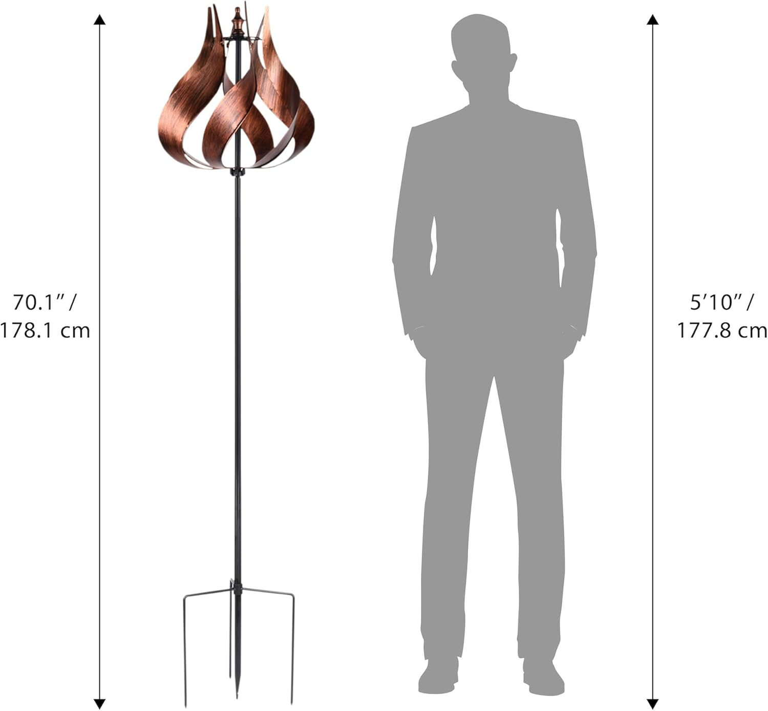 Teamson Home Outdoor Kinetic Windmill Garden Sculpture Tulip Design, Tangerine image number 2