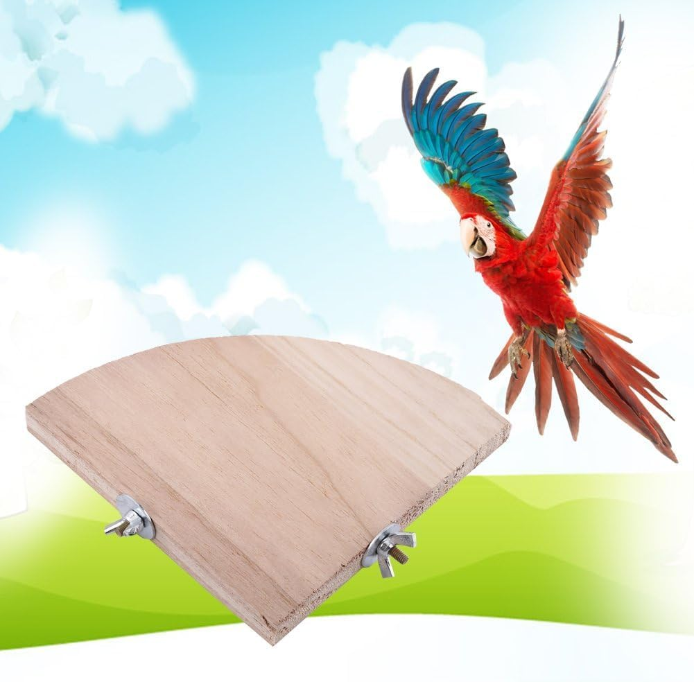 Ksngtixe 1PC Bird Perch Platform, Fan-Shaped Corner Shelf for Parrots - Durable Chew-Resistant Stand for Budgies/Cockatiels/Conures/Macaws/African Greys - Easy Mounting Bird Cage Accessory
