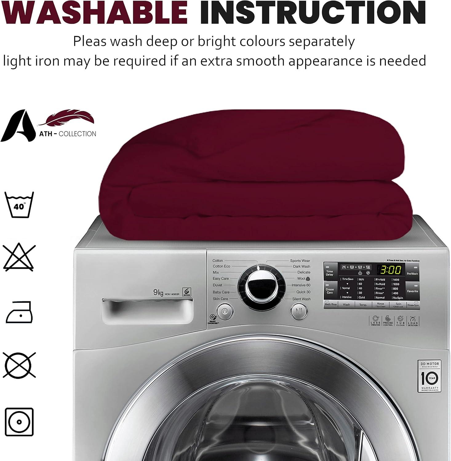 AATH COLLECTION Duvet Cover Set, Single to Super King Size Egyptian Cotton with Pillow Cases, 100% Long Staple Soft Cotton, Easy Closure (King, Black) image number 6