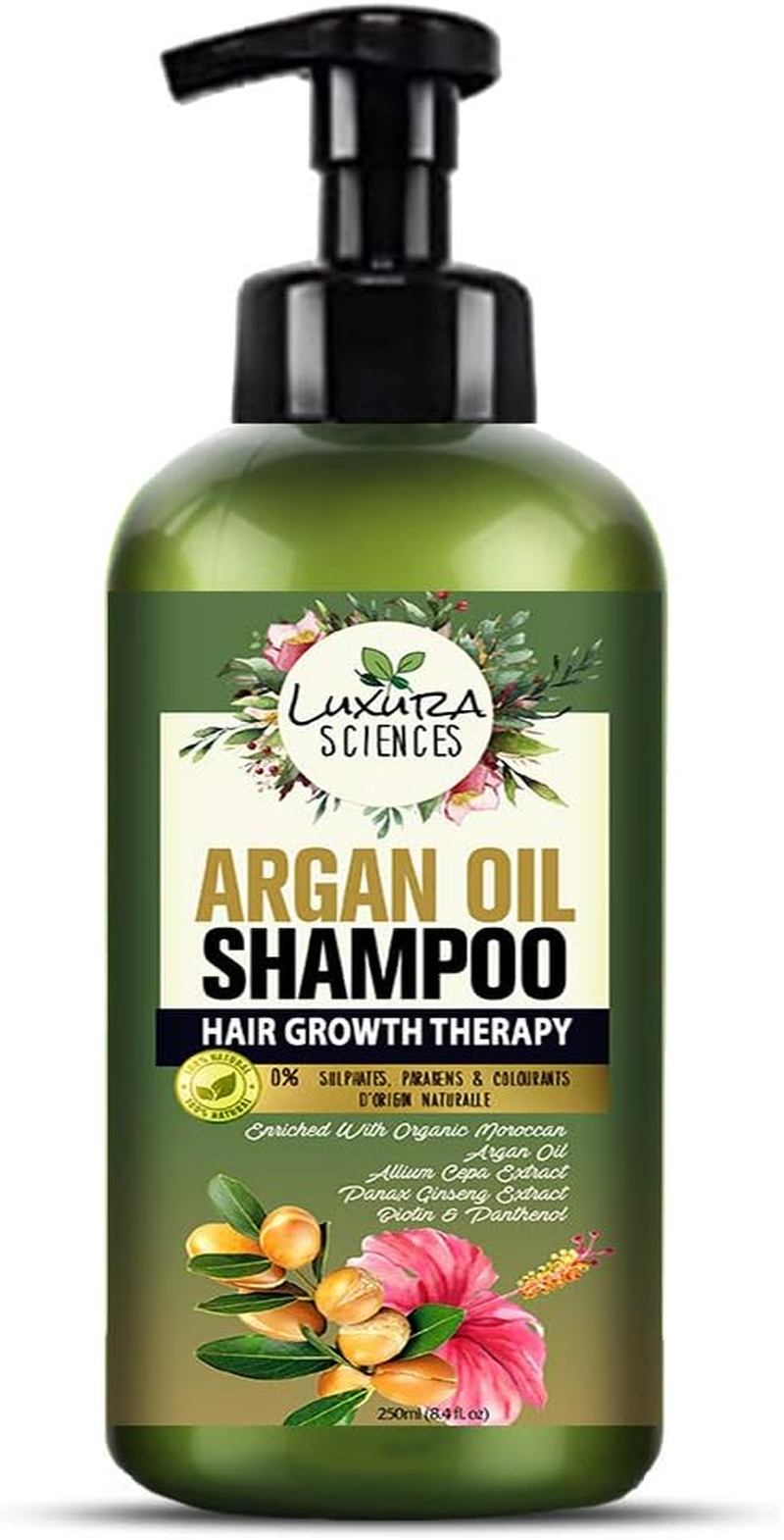 Luxura Sciences Moroccan Argan Oil Shampoo 300 ML,SLS Sulfate Free Organic - Best for Damaged, Dry, Curly or Frizzy Hair - Thickening for Fine/Thin Hair, Safe for Color and Keratin Treated Hair image number 2