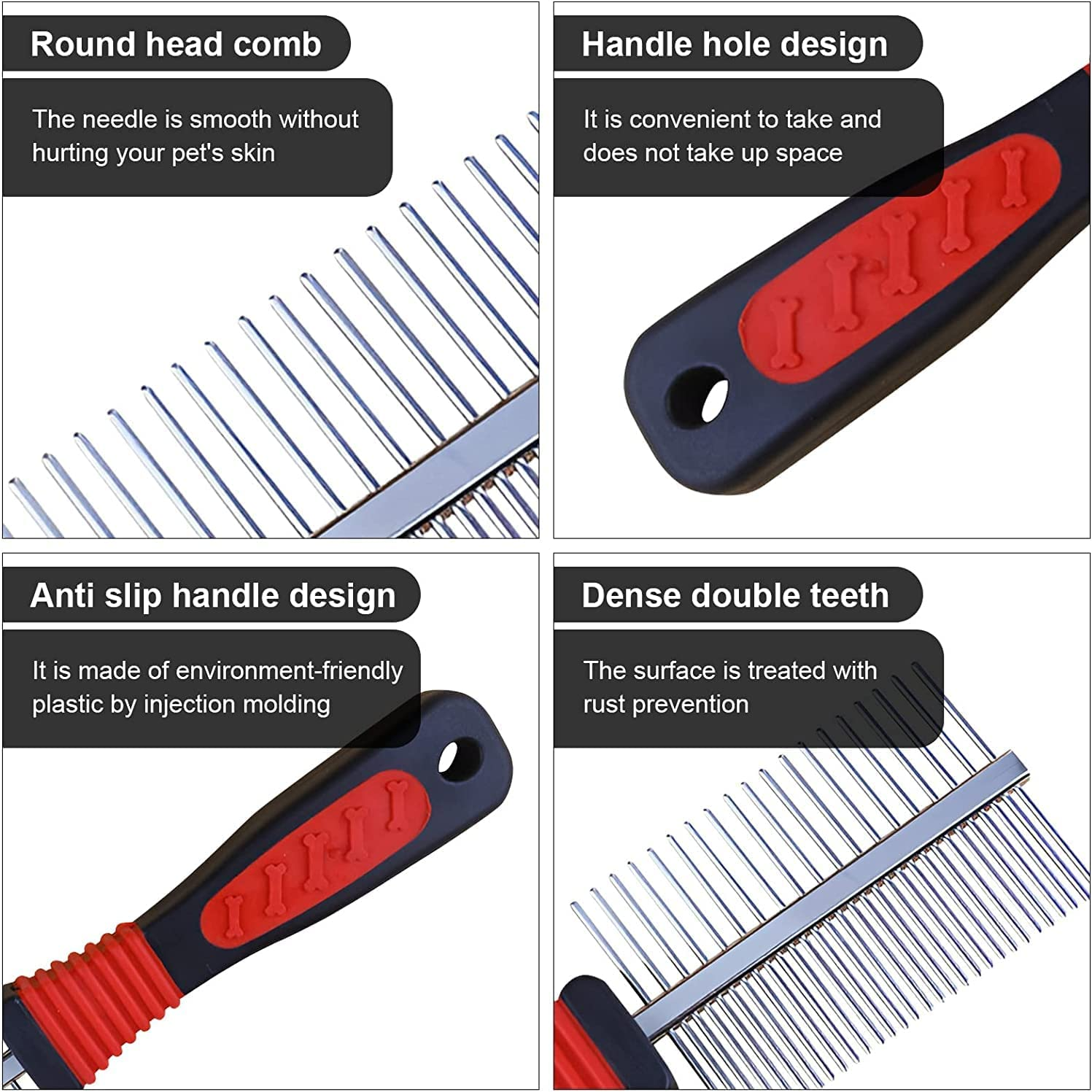 Dog Cat Comb, Bubuxy Pet Cat Dog Grooming Brush Pet Cat Dog Grooming Comb Trimmer Tool, Double Sided Fur Rake Tool image number 2